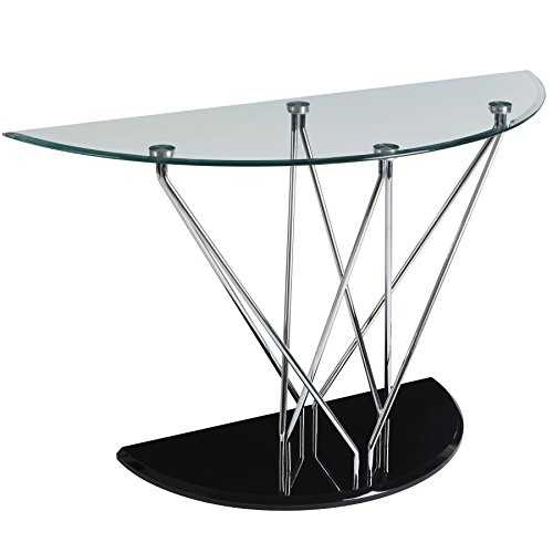 Premier Housewares Half Moon Console Table Wall Mounted Table Telephone Table Hallway Table Glass Black Console Table 75 x 122 x 46 cm