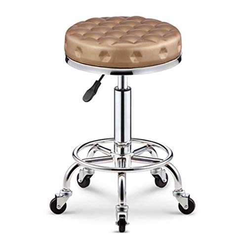 Fangys Bar Stool Bar Stool Stool Bar Chair Round Swivel Chair Bar Hydraulic Lift Bar Stool Simple Adjustment Simple Style Leather Material Home Seat 360 ° Rotation 5 Colors (Color : Gold)