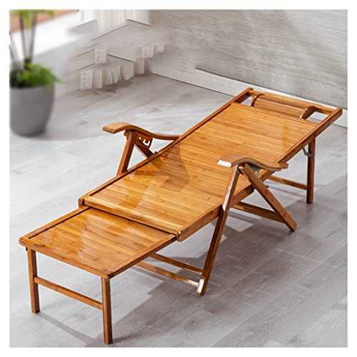 DUNAKE Reclining Chair With Ottoman, Lazy Sofa Sleeper, Wooden Outdoor Chaise Lounge Chair With 5 Position Adjustable Back Mid Century Modern Chair Recliner Foldable Armchair For Patio Lawn Beach