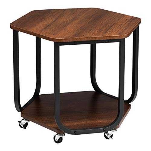 BEJOY Side Table Nightstand End Table for Bed Sofa Coffee Table Storage Trolley with Wheels Storage Shelves for Kitchen, Living room, Bedroom, Office