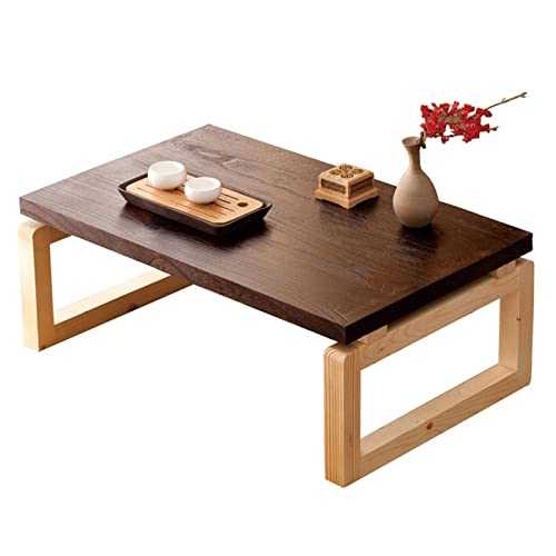 Tables Coffee Table Square Low Table Household Living Room Foldable Low Table Simple Japanese Balcony Bay Window Table (Color : Brown, Size : 90 * 50 * 30cm)