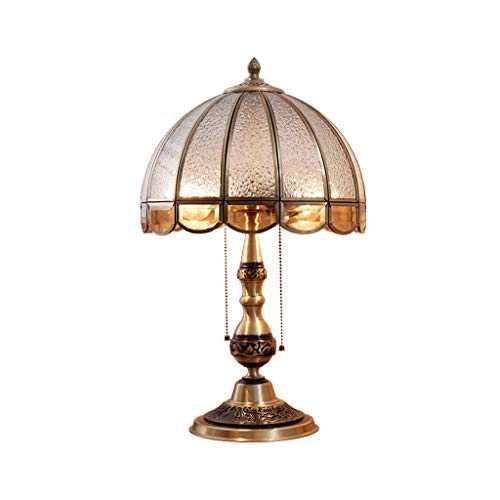Bedside Table Lamp Antique Table Lamp Stained Glass Style Living Room Bedroom Bedside Lamp Desk Lamps For Bedroom (Color : Push Button Switch)