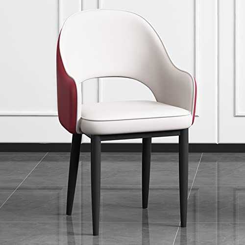 Mid-Century Modern Dining Chair, Leather Upholstered Accent Arm Chairs, Upholstered Fabric Accent Chairs, Lounge Tub Armchair for Living Room Bedroom Or Home Office (Color : White+Red, Size : Black