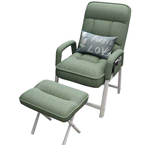 Fabric Lazy Chair With Ottoman - Reclining Lounge Chair For Bedroom Or Office With 5-Speed Backrest Adjustment, Armrests, Headrest, And Side Pocket