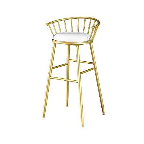 Stylish and Luxurious High-bar Stool Bench Height 75cm (30 Inches), Iron Structure Artificial Leather Cushion, Gold, Used for Restaurants, Bars, Cafes, Reception Desk