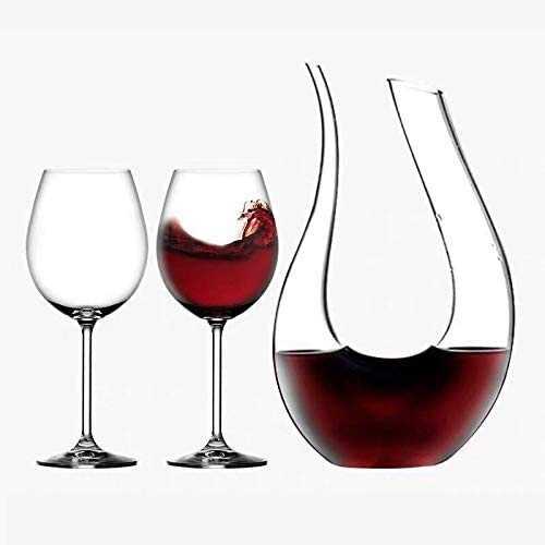 XiYou Red Wine Glass Decanter, 2 Crystal Goblet, Lead-Free Champagne Glass for Wine Tasting, Wedding, Family Dinner, Party, Gifts for Family And Friends, 580Ml