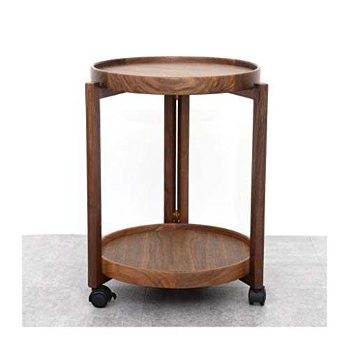 zlw-shop Sofa Table for Living Room Movable Small Coffee Table Nanyang Walnut Living Room Sofa Side Table Simple Double-layer Round Small Corner Table For Easy Installation End Table