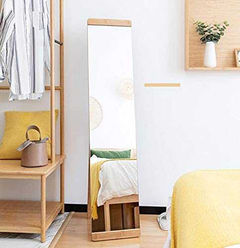 WYFX Bamboo Free Standing Mirror Full Length Floor Mirror Adjustable Dressing Mirror Bedroom Furniture Nature 148 * 32Cm (Color : Log Color, Size : 148 * 32Cm)