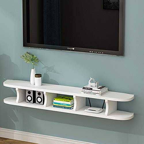 Wap Floating Tv Shelves Wood, Wall Mounted Media Console Entertainment Wall Shelf Hanging Tv Box Storage Shelves Routers Holder-Black 120Cm(47Inch) / White / 120cm(47inch)