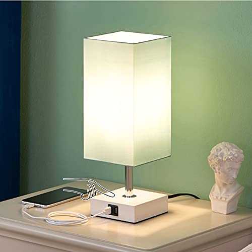 Touch Bedside Lamp with USB Ports, Aooshine Modern Teal Aqua Table Lamp with 2 USB Quick Charging Ports, 3 Way Dimmable Lamp Nightstand Lamp Touch Lamps for Living Room, Lounge (LED Bulb Included)