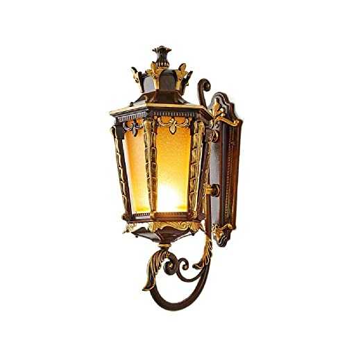 HSPHFX Dusk To Dawn Wall Lantern, Outdoor Rainproof Wall Sconce Mount American Gothic Crown Lamp, LED Fixture Retro Rhombus Sides Vintage Inexterior Light For Villa Doorway Garden Porch