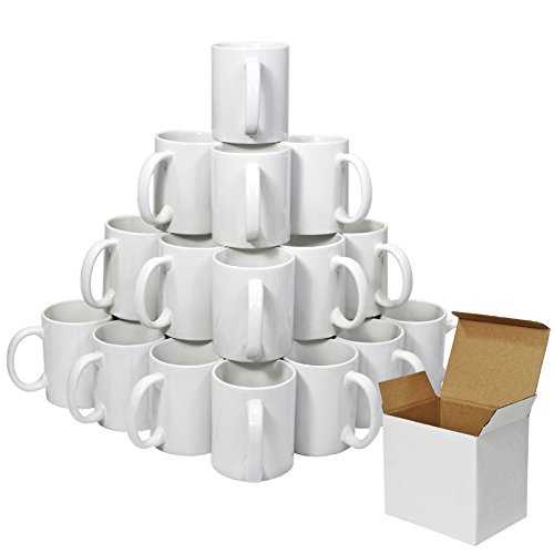 PixMax 36 Blank White Coated 11oz Large Handle Sublimation Heat Press Printing Mugs & Gift Boxes included, AAA Grade