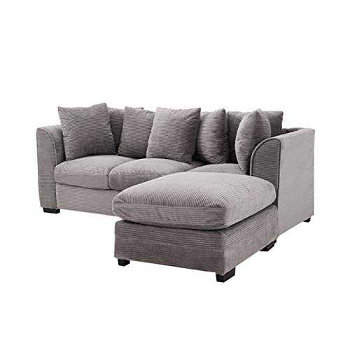 WSZMD Living Room Sofa - Corner Sofa Bed, Soft Touch - Chenille Fabric, Cushions Included (Grey)，sofa Bed (Color : 3 Seaters and Stool)
