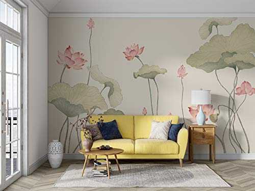 SILK ROAD EU Silk Panoramic Wallpaper, 600 × 280 cm, Oriental Lotus Max 9 m Width for Living Room Bedroom Restaurant Kids Room Wall Decor