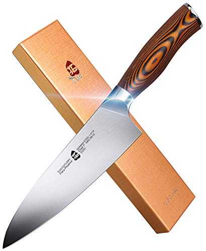 TUO Chef Knife Kitchen Knife 7 inches Professional Chef Knife German Stainless Steel Kitchen Knife with Ergonomic Pakkawood Handle-Fiery Phoenix Series