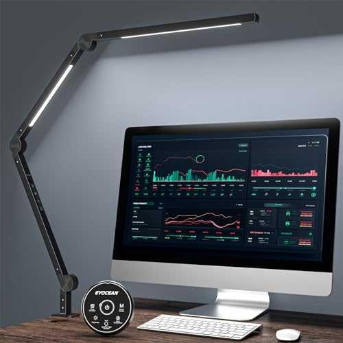 EYOCEAN Desk Lamp, LED Desk Lamp with Clamp Eye-Care Desk Lamp for Home Office Dimmable High Brightness&Color Mode Swing Arm Lamp, Desk Light with Timing Function 10W Task Lamp Crafting Lighting