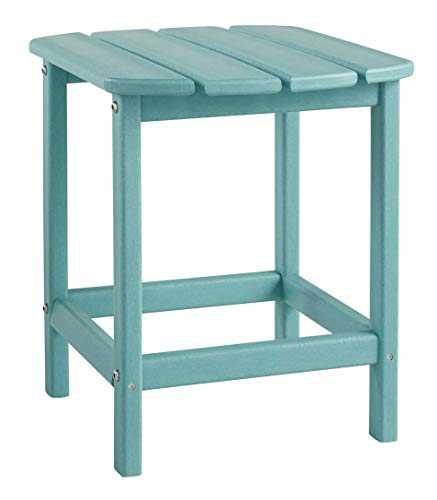 Ashley Furniture Signature Design - Sundown Treasure Outdoor End Table - Hard Plastic - Slat Top - Turquoise