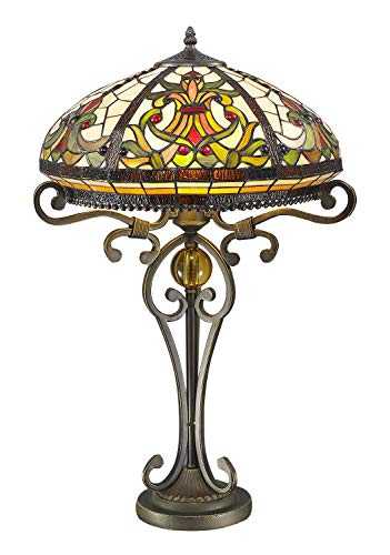 Real Stained Glass Large Tiffany Style Table Lamp