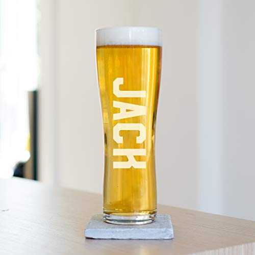 Personalised Name Pint Beer Glass, Toughened Glass, 220 x 77mm, Great Father’s Day, Birthday, Wedding Party Gifts
