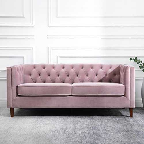 Eliza Pink Velvet Chesterfield 3 Seater Sofa for Living Room | Roseland Furniture Contemporary Classic Luxury Plush Upholstered Fabric Three Person Couch Seater Settee for Office Reception