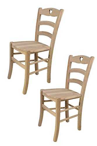t m c s Tommychairs - Set of 2 Chairs Cuore Suitable for Kitchen, bar and Dining Room, Strong Structure in Polished Beechwood, not Treated, 100% Natural and Wooden seat