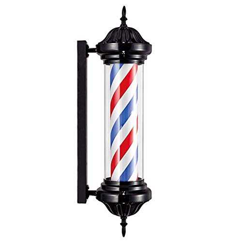 AIPOLE 28" Black LED Barber Pole Palace Style Rotating Illuminating Red White Blue Stripes for Hair Salon Barber Sign Light Wall Mountable Lamp