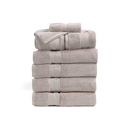 eLuxurySupply 900 Gram 8-Piece Long Staple Cotton Towel Set by ExceptionalSheets, Stone