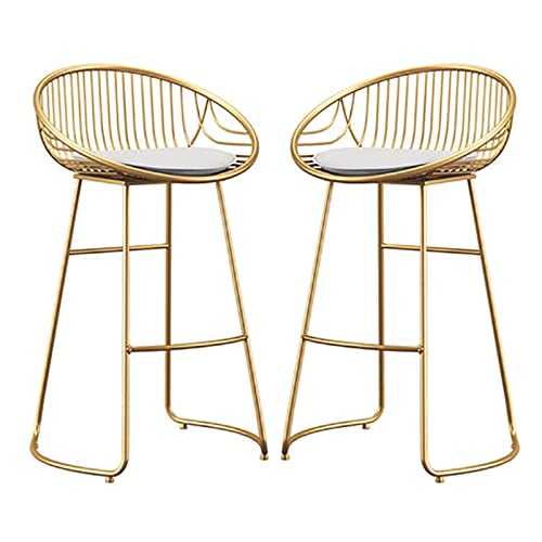 Bar Stool Set of 2 Barstools Gold Footrest Counter Height PU Leather Bar Chairs Dining Room Chairs Home Kitchen Stools with Gold-Plated Metal Legs