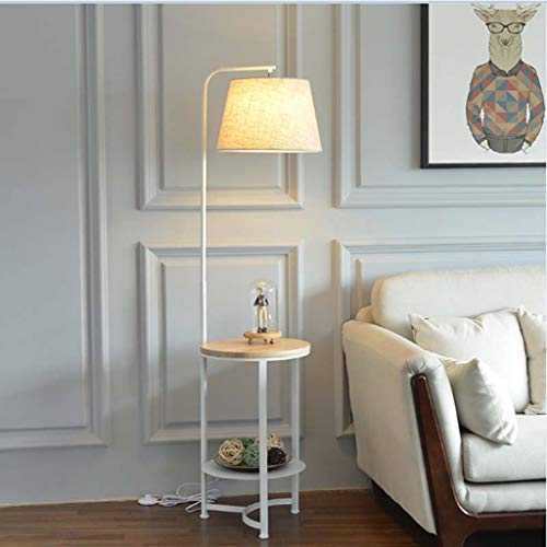 Floor Lamps with A Bedside Floor Lamp with Shelves,Simple Atmosphere Creative Coffee Table Sofa Lamp Indoor Lighting AA+ (Color : White+White Shade)