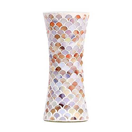FORYILLUMI Mosaic Glass Flower Vase Large Size Handmade Glass Glass Vases Plant Pots Ceramic Vase for Living Room Decorations, Home Decor, Office, Wedding,Colorful Shell,5 X 11.6 Inch