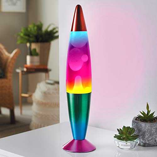 Global Gizmos 55149 16” Rainbow Lava Lamp | Retro Nostalgia | Relaxing Mood Light | Decorative Illumination