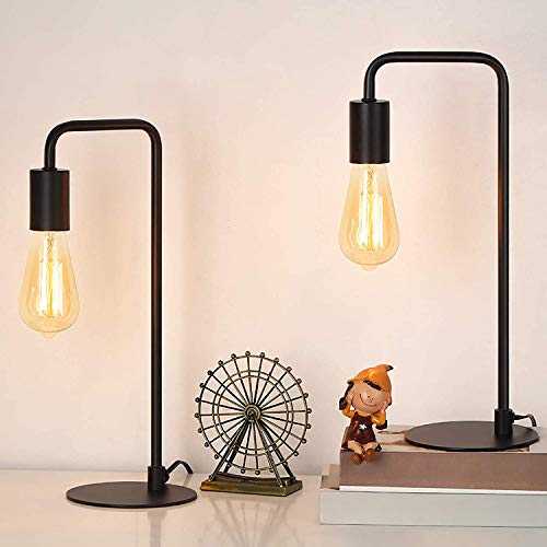 HAITRAL Industrial Table Lamps,Vintage Nightst and Lamps Set of 2, Modern Edison Bedside Lamps for Living Room,Office,Bedroom, Black