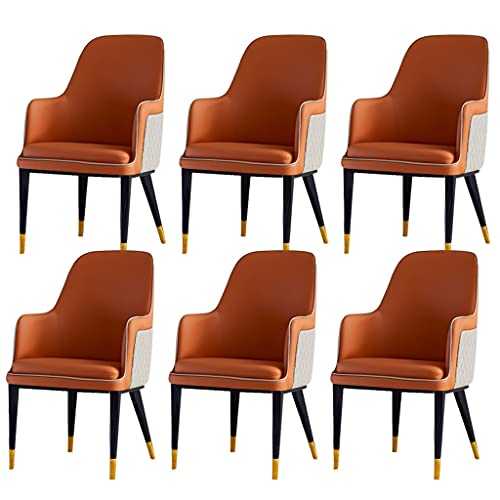 Modern Modern Kitchen Dining Chairs Set of 6 Leather High Back Padded Soft Seat Living Room Armchairs,Metal Legs Leisure Reception Chairs Dining Chairs (Color : Blue+Light Gray) (Orange+light Gra