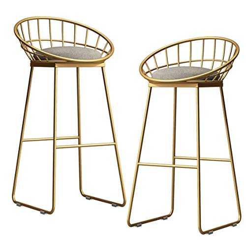 Counter Bar Chairs Set of 2, Modern Counter Height Stools in Office Kitchen Pub Cafe, Bar Stool with Back and Footrest Set of 2, Grey Velvet Seat, Gold Metal Legs with Footrest, Counter Height 30inc