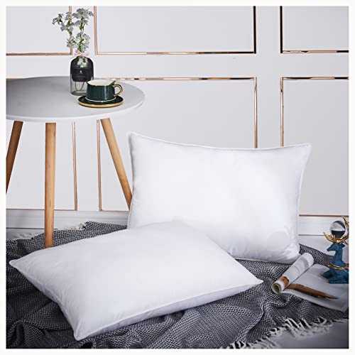 2pk Pair Pillow DUCK Feather Down Continental Hypoallergenic White Cushions Square Insert Luxury Deluxe Best Hotel Quality Super Soft Warm and Cosy Anti Allergy Computer Construction, Self-fabric