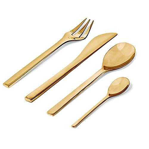 Alessi Colombina Collection Fm06S24 Br-Design Cutlery Set in 18/10 Stainless with Pvd Coating Brass, 24 Pieces, Steel