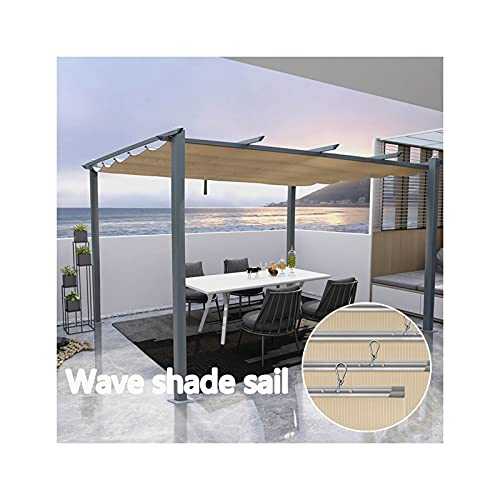 AOTNZ Sun Shade Sail, Retractable Wave Curtain Cover, Slide On Wire Hung Canopy Permeable Breathable Fabric For Wood Pergola Patio Deck (Color : Beige, Size : 1.3x7m)