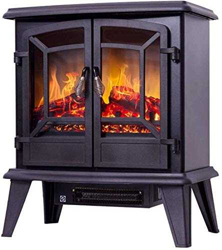 MXHSX Electric Fireplace Stove Heater, with Flame Effect with Log Burner Flame Effect Overheat Protection Safety Cut-Out System 1400W Heater Black,Black (Black)