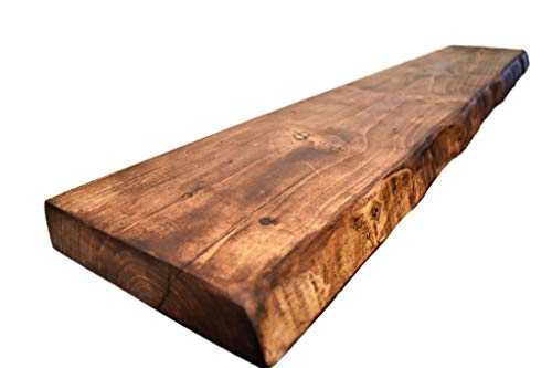 Waney/Live Edge Chunky Rustic Floating Shelf 9x2, Tudor Oak, 100cm