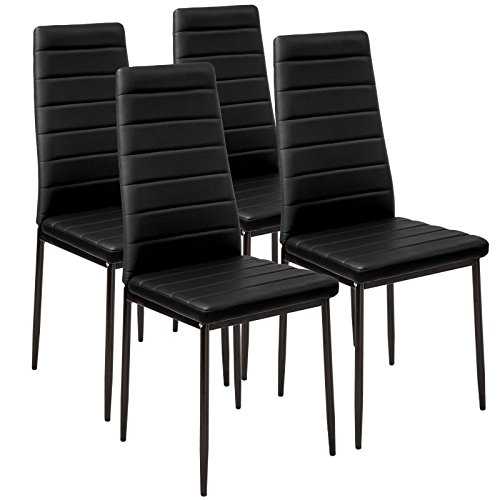 Panana Modern Black Gorgeous 4 Faux Leather Chairs Set Dining Kitchen Room Chair (Black 4 Chairs only)