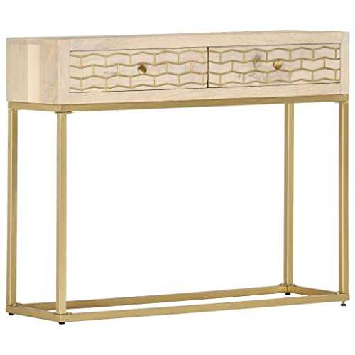 AGGEY Furniture,Cabinets,Console Table Gold 90x30x75 cm Solid Mango Wood,Storage,Buffets
