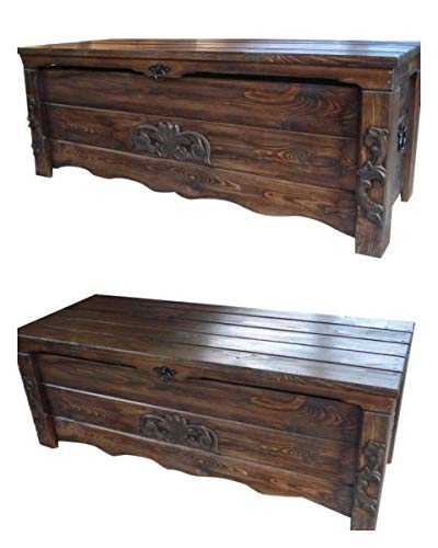 DECOCRAFT Wooden Blanket Box Coffee Table Trunk Vintage Chest Wooden Ottoman Box (BT2)