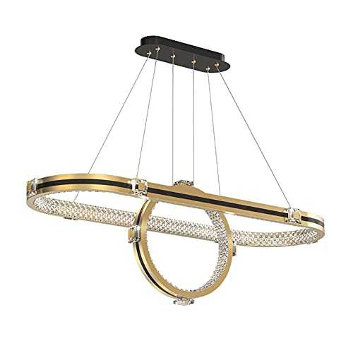 Golden Luxury Ring Pendant Lighting,LED Adjustable Modern Chandelier,Industrial Aluminum Round Ring Ceiling Hanging Light For Living Room Dining Room-Three-color light change 90 * 30cm