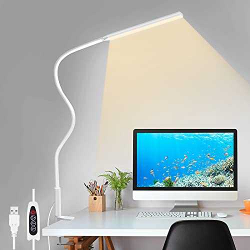 yotutun LED Desk Lamp, Swing Arm Table Lamp with Clamp, Flexible Gooseneck Task Lamp, Eye-Caring Architect Desk Light, 3 Modes 10 Brightness Levels, Memory Function Desk Lamps for Home Office, 12W