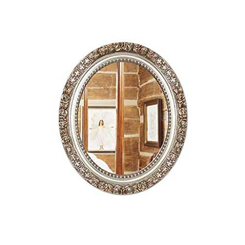 Oval Wall-Mounted Mirror Retro Bathroom Karaoke Vanity Mirror Make Old French Decorative Mirror Suitable for Studio Library Makeup Mirror (Color : B Size : 65 * 55CM) (Color : C Size : 65 * 55CM)