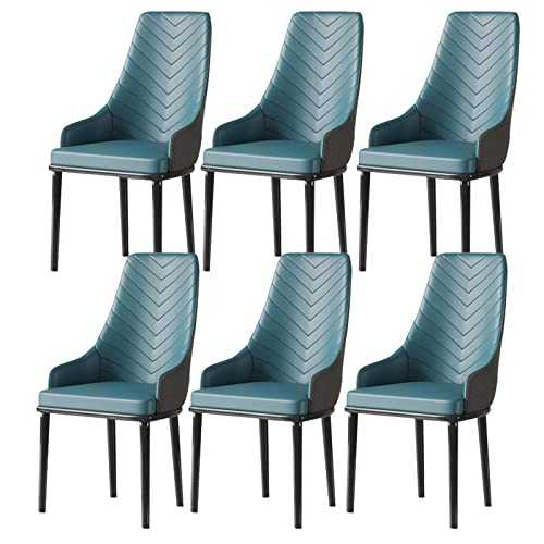 MZLaly Modern Modern Dining Chairs Set Of 6 with Soft PU Leather Cover Cushion Seat and Metal Legs Living Room Side Chairs Dining chairs (Color : Blue)