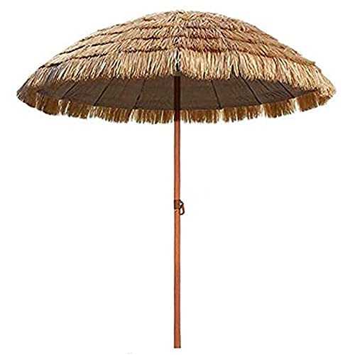 QILIN 2.4M/3M Thatch Patio Umbrella, Hawaiian Tiki Parasol, Large Beach umbrella, Holiday/Bar Outdoor Decor, Garden parasol, Natural Colour, NO Base