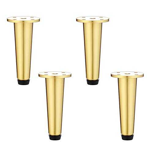 ZHDBD 4X Modern Simplicity Furniture Legs,Brushed Brass Sofa Legs,Anti-Slip and Silent Table Legs,Bed Legs,Adjustable Range 1-10mm,for Armchair Recliner Dresser,Screws Included (13cm/5.12in)