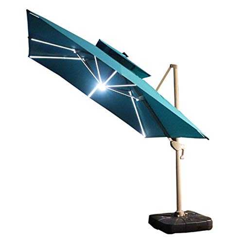 YHQKJ Parasol Set, 2.5M Cantilever Garden Parasols without Base | 360° Rotation, Push-up System | PU Rainproof Coating Square Sun Shading Garden Umbrella (Color : Blue)