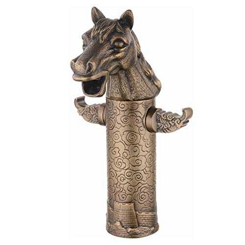 Kitchen Basin Taps 12 Zodiac Basin Faucet Copper Animal Hot and Cold Mixing Faucet Animal Art Water Dragon Standard Fittings (Color : Brass, Design : Horse)
